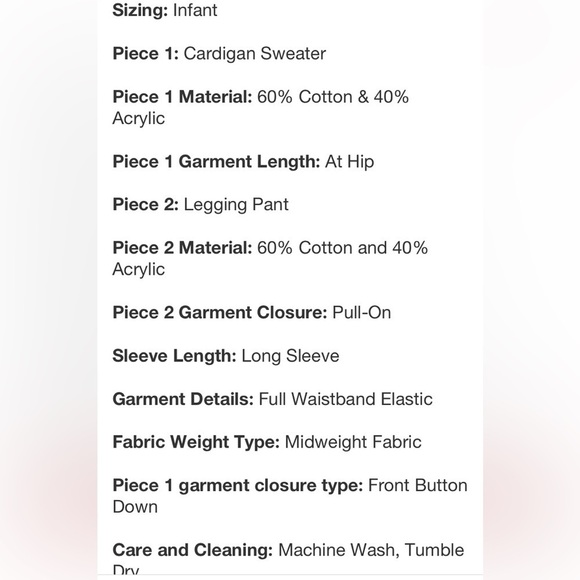 Grayson Collective Baby Cardigan & Ribbed
Leggings Set - Cream/Brown 12M - Picture 8 of 8